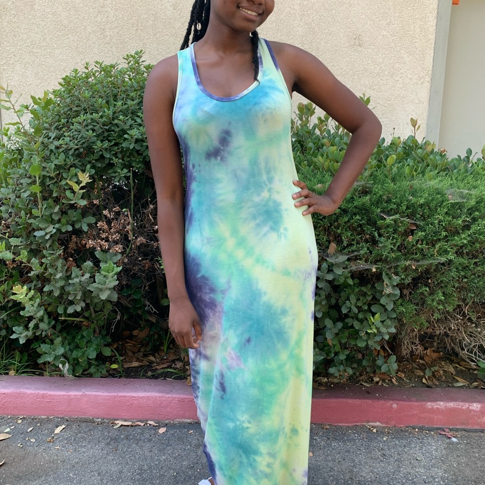 Tie Dye Summer Maxi Dress, Long Summer Dress,